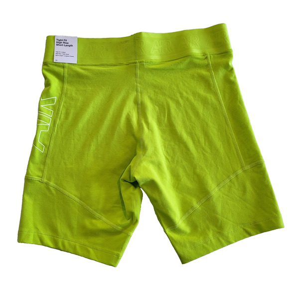 Nike Air Tight Fit High Rise Short Athletic Woman's Shorts Lime Green Large NEW - Picture 2 of 11